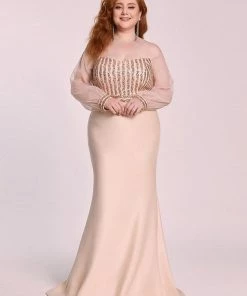 Ever-Pretty US Fashion Off The Shoulder Sequin Evening Gowns With Tulle Sleeve