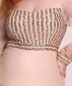 Ever-Pretty US Fashion Off The Shoulder Sequin Evening Gowns With Tulle Sleeve