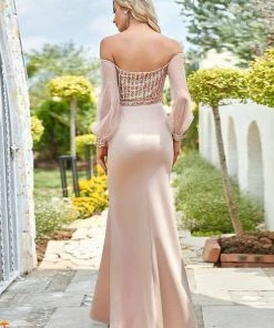 Ever-Pretty US Fashion Off The Shoulder Sequin Evening Gowns With Tulle Sleeve