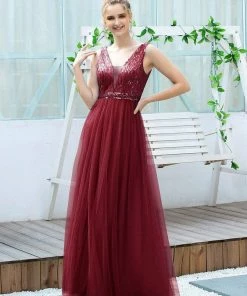 Ever-Pretty US SHOP BY OCCASION Women's Fashion A-Line Tulle Bridesmaid Dress With Sequin