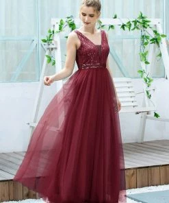Ever-Pretty US SHOP BY OCCASION Women's Fashion A-Line Tulle Bridesmaid Dress With Sequin