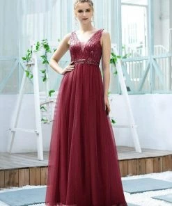 Ever-Pretty US SHOP BY OCCASION Women's Fashion A-Line Tulle Bridesmaid Dress With Sequin