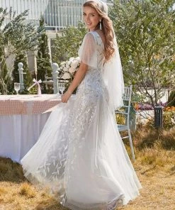 Ever-Pretty US Shimmery V Neck Ruffle Sleeves Sequin Maxi Long Evening Dress