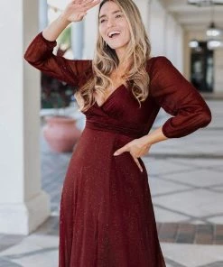 Ever-Pretty US Women's Sexy Long Sleeve V-Neck Shiny Evening Dress SHOP BY OCCASION