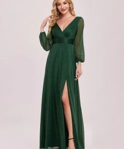 Ever-Pretty US Women's Sexy Long Sleeve V-Neck Shiny Evening Dress SHOP BY OCCASION