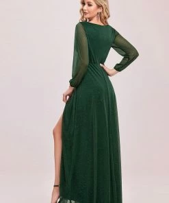 Ever-Pretty US Women's Sexy Long Sleeve V-Neck Shiny Evening Dress SHOP BY OCCASION