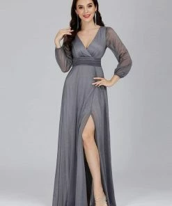 Ever-Pretty US Women's Sexy Long Sleeve V-Neck Shiny Evening Dress SHOP BY OCCASION