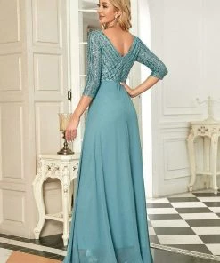 Ever-Pretty US Sexy V Neck Sequin Evening Dresses With 3/4 Sleeve SHOP BY OCCASION