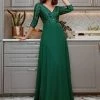 Ever-Pretty US Sexy V Neck Sequin Evening Dresses With 3/4 Sleeve SHOP BY OCCASION