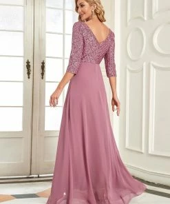 Ever-Pretty US Sexy V Neck Sequin Evening Dresses With 3/4 Sleeve SHOP BY OCCASION