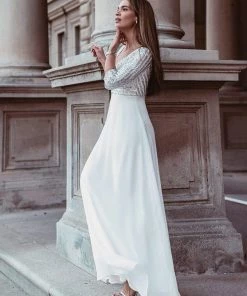 Ever-Pretty US Sexy V Neck Sequin Evening Dresses With 3/4 Sleeve SHOP BY OCCASION