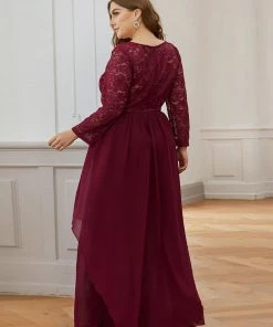 Ever-Pretty US SHOP BY OCCASION Plus Size Classic Long Sleeve Floral Lace Formal Bridesmaid Dress