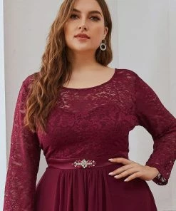 Ever-Pretty US Classic Floral Lace Bridesmaid Dress With Long Sleeve SHOP BY OCCASION