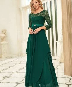 Ever-Pretty US Classic Floral Lace Bridesmaid Dress With Long Sleeve SHOP BY OCCASION