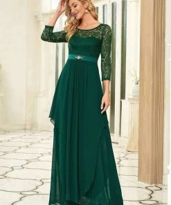 Ever-Pretty US Classic Floral Lace Bridesmaid Dress With Long Sleeve SHOP BY OCCASION