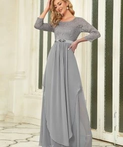 Ever-Pretty US Classic Floral Lace Bridesmaid Dress With Long Sleeve SHOP BY OCCASION