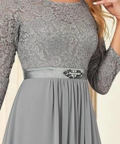 Ever-Pretty US Classic Floral Lace Bridesmaid Dress With Long Sleeve SHOP BY OCCASION