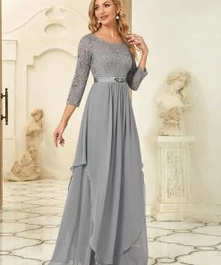 Ever-Pretty US Classic Floral Lace Bridesmaid Dress With Long Sleeve SHOP BY OCCASION