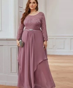 Ever-Pretty US Classic Floral Lace Bridesmaid Dress With Long Sleeve SHOP BY OCCASION