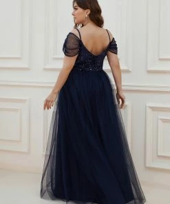 Ever-Pretty US SHOP BY OCCASION Cold Shoulder Sequin Bodice Long Tulle Bridesmaid Dress