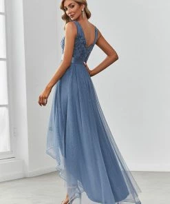 Ever-Pretty US Fashion High-Low Deep V Neck Tulle Prom Dresses With Sequin Appliques SHOP BY OCCASION