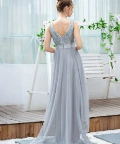 Ever-Pretty US Fashion High-Low Deep V Neck Tulle Prom Dresses With Sequin Appliques SHOP BY OCCASION