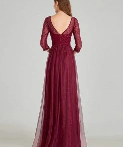 Ever-Pretty US SHOP BY OCCASION Women's V Neck 3/4 Sleeves Lace Wedding Guest Dress