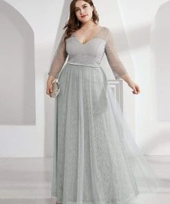 Ever-Pretty US SHOP BY OCCASION Women's V Neck 3/4 Sleeves Lace Wedding Guest Dress