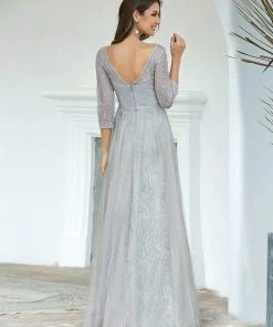 Ever-Pretty US SHOP BY OCCASION Women's V Neck 3/4 Sleeves Lace Wedding Guest Dress