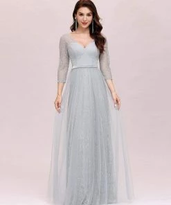 Ever-Pretty US SHOP BY OCCASION Women's V Neck 3/4 Sleeves Lace Wedding Guest Dress