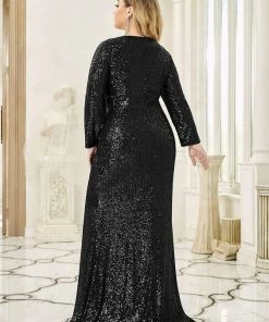 Ever-Pretty US Plus Size Sexy Deep V-Neck Sequin Bodice Formal Evening Gowns SHOP BY OCCASION