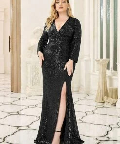 Ever-Pretty US Plus Size Sexy Deep V-Neck Sequin Bodice Formal Evening Gowns SHOP BY OCCASION