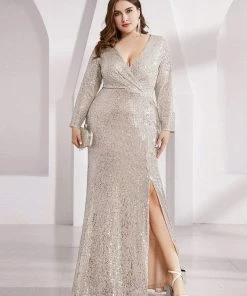 Ever-Pretty US Plus Size Sexy Deep V-Neck Sequin Bodice Formal Evening Gowns SHOP BY OCCASION