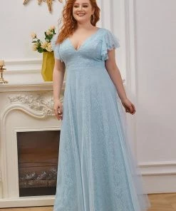 Ever-Pretty US SHOP BY OCCASION Plus Size Cap Sleeve Floral Lace Long Formal Dresses