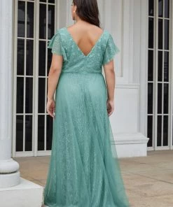 Ever-Pretty US SHOP BY OCCASION Plus Size Cap Sleeve Floral Lace Long Formal Dresses