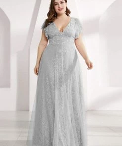 Ever-Pretty US SHOP BY OCCASION Plus Size Cap Sleeve Floral Lace Long Formal Dresses