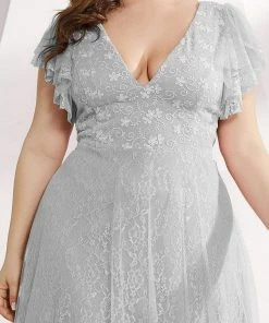 Ever-Pretty US SHOP BY OCCASION Plus Size Cap Sleeve Floral Lace Long Formal Dresses