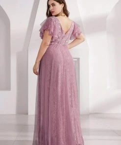 Ever-Pretty US SHOP BY OCCASION Plus Size Cap Sleeve Floral Lace Long Formal Dresses