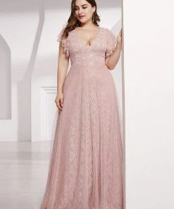 Ever-Pretty US SHOP BY OCCASION Plus Size Cap Sleeve Floral Lace Long Formal Dresses