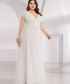 Ever-Pretty US SHOP BY OCCASION Plus Size Cap Sleeve Floral Lace Long Formal Dresses
