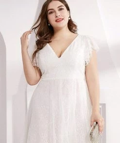 Ever-Pretty US SHOP BY OCCASION Plus Size Cap Sleeve Floral Lace Long Formal Dresses