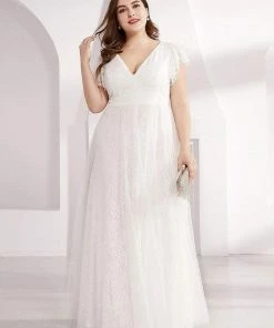 Ever-Pretty US SHOP BY OCCASION Plus Size Cap Sleeve Floral Lace Long Formal Dresses