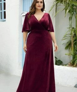 Ever-Pretty US Vintage Plus Size Velvet Maxi Evening Dress SHOP BY OCCASION