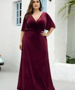 Ever-Pretty US Vintage Plus Size Velvet Maxi Evening Dress SHOP BY OCCASION