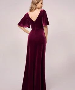 Ever-Pretty US Elegant Flare Sleeves Long Velvet Pregnancy Dress SHOP BY OCCASION
