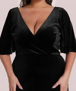 Ever-Pretty US Vintage Plus Size Velvet Maxi Evening Dress SHOP BY OCCASION