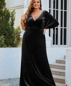 Ever-Pretty US Vintage Plus Size Velvet Maxi Evening Dress SHOP BY OCCASION