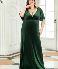 Ever-Pretty US Vintage Plus Size Velvet Maxi Evening Dress SHOP BY OCCASION
