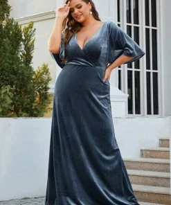 Ever-Pretty US Vintage Plus Size Velvet Maxi Evening Dress SHOP BY OCCASION
