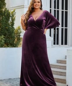 Ever-Pretty US Vintage Plus Size Velvet Maxi Evening Dress SHOP BY OCCASION